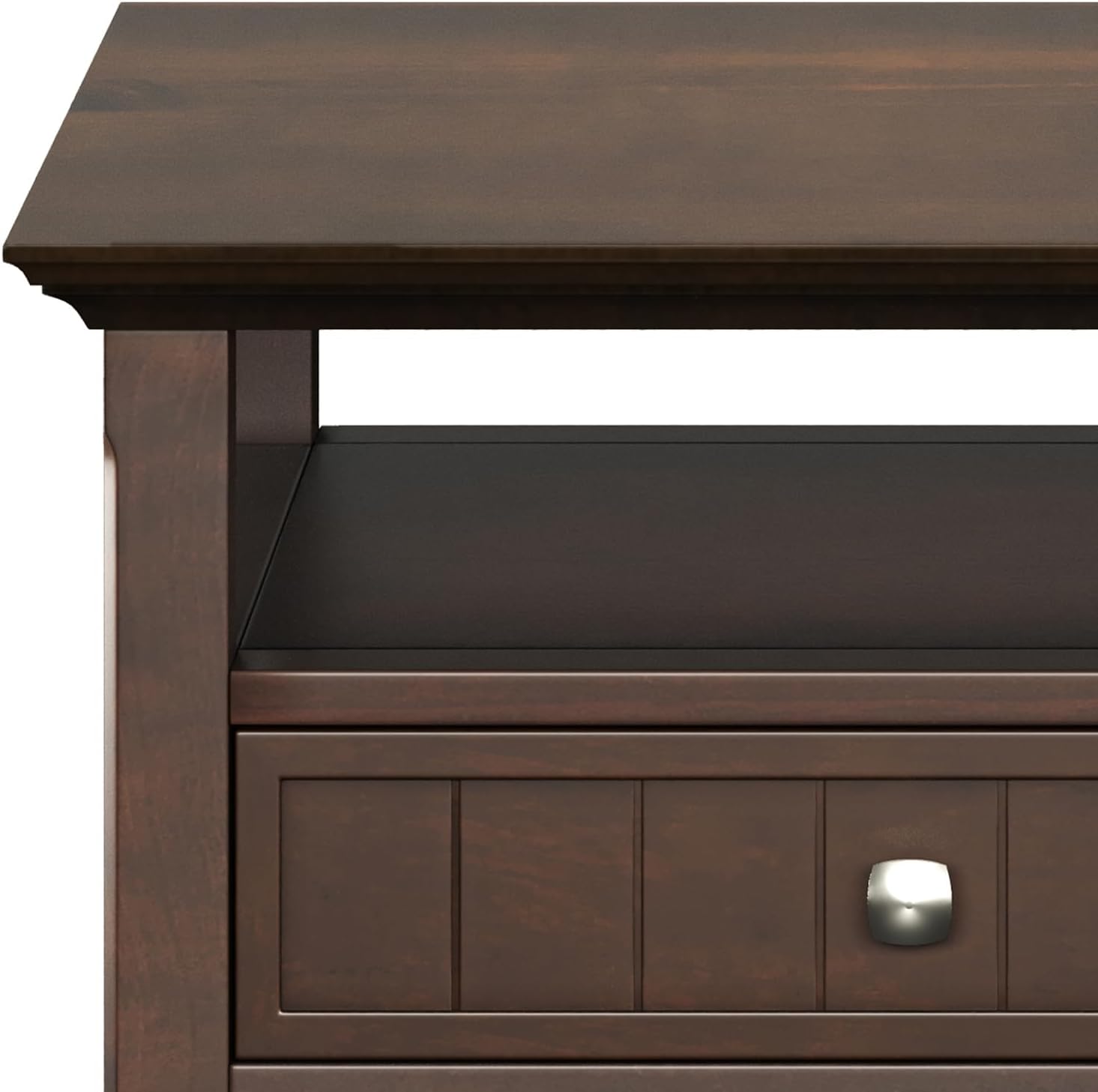 Brunette Brown Rectangular Wood Coffee Table with Storage