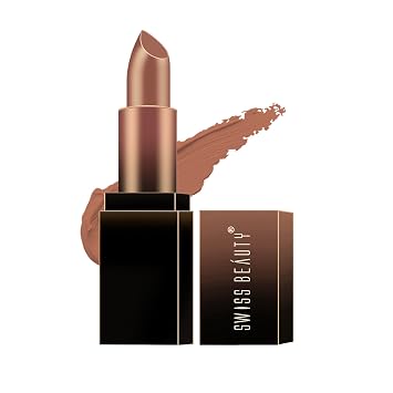 SWISS BEAUTY Hd Matte Pigmented Smudge Proof Lipstick | Creamy Matte Long Stay Lipstick | Cookie Crunch, 3.4g