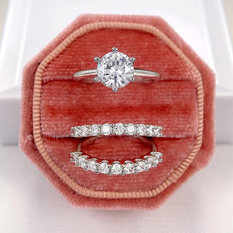 A Set of Exquisite Three-Piece Ring Luxurious Rings for Anniversary Celebrations Ladies' Wedding or Engagement Rings2