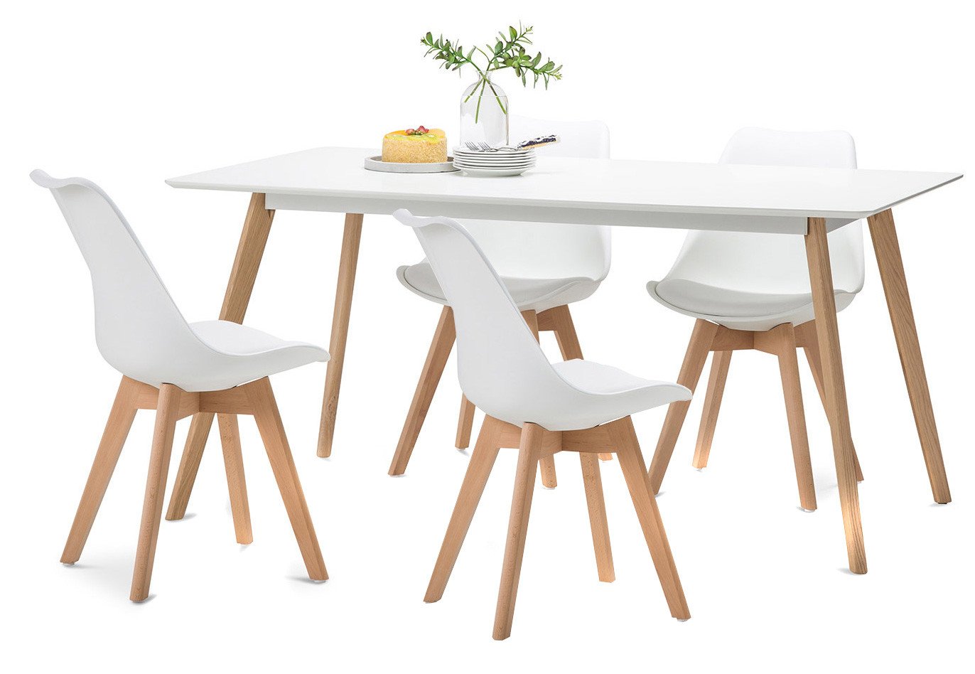 Buy AWF AL WADI FURNITURE® White Dining Table and Chairs Set 4 Modern Rectangle Dinner Table