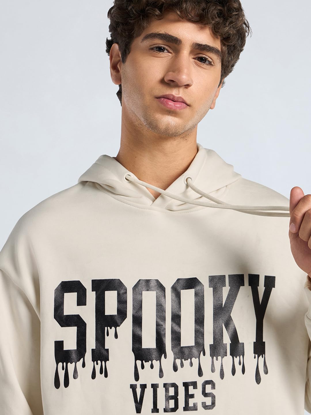 Bewakoof Heavy Duty 1.0 - Felpa con cappuccio in pile da uomo tipografia oversize