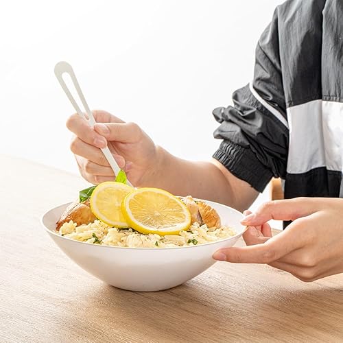 Miniatura 6 de Restaurantware Moderna - Cuencos de plástico para sopa de 16 onzas, 20 cuencos de ensalada desechables duraderos, con borde dorado, resistentes, de