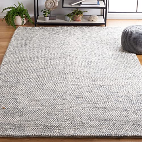 SAFAVIEH Area Rug 8x10 - Natura Collection - Large - Grey & Ivory, Handmade Wool, Ideal for Living Room, Bedroom, Dining Space (NAT182F)