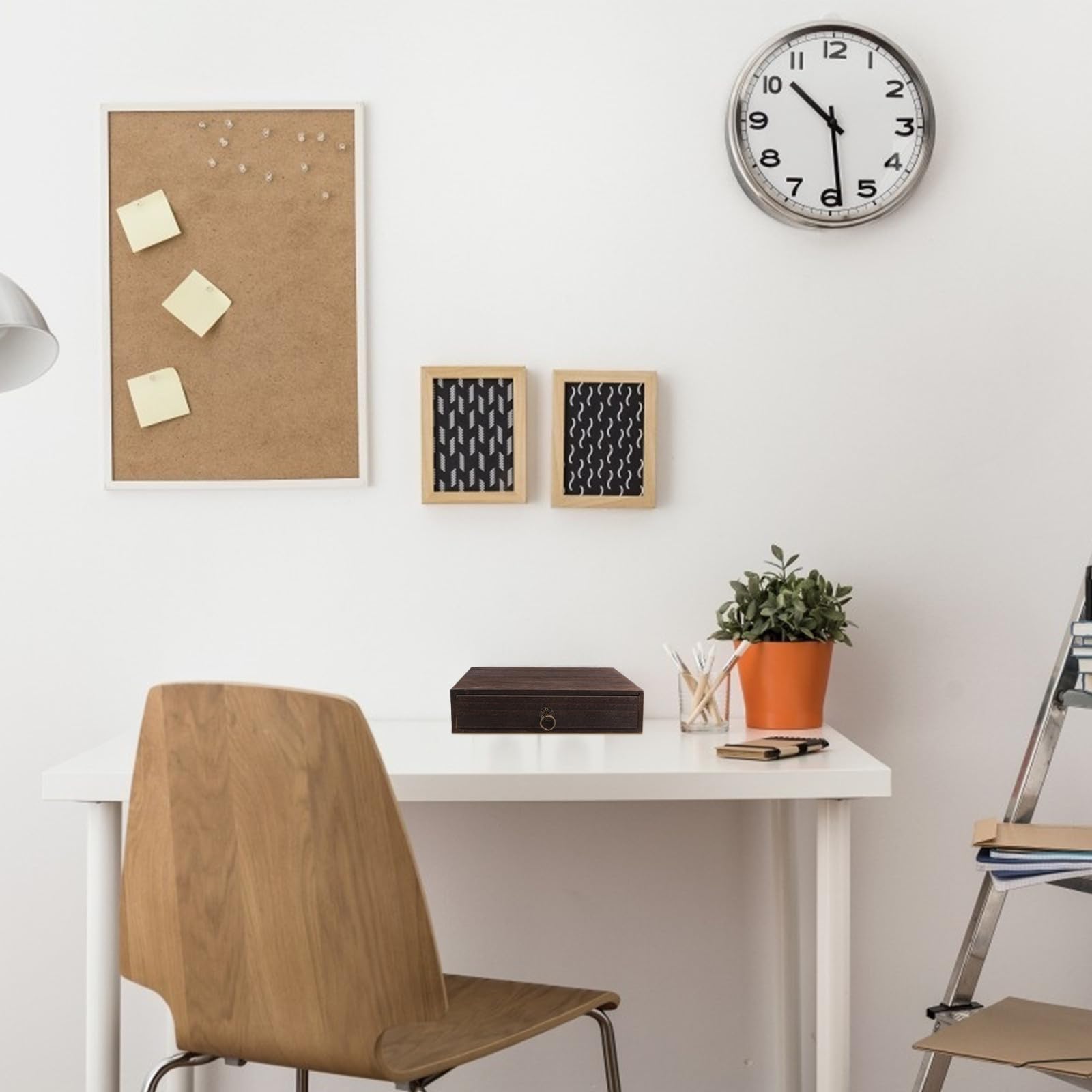 Organizer per cassetti in legno massello, 25,5 x 24,5 x 6 cm, elegante soluzione di archiviazione a forma di cactus per scrivania di casa e ufficio, accessorio da scrivania funzionale ed elegante