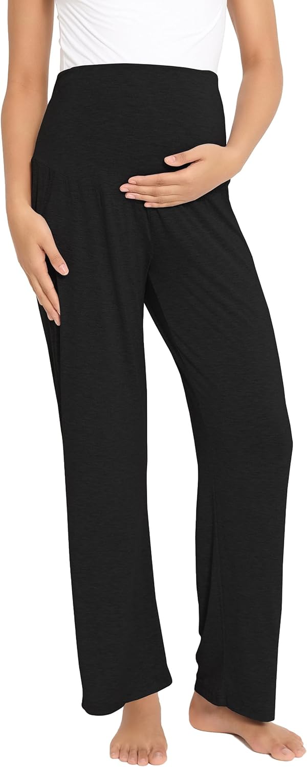 Maternity Pajama Pants Viscose from Bamboo Pregnancy Lounge Pants Soft Comfy Loose Stretchy Trousers with Pockets - Image 7