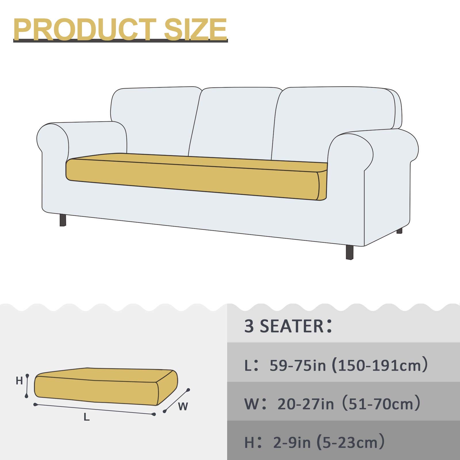 TAOCOCO Copriseduta Divano Elasticizzato Alta qualità Protezione del Cuscino Sedile del Divano Lavabile (3 Posti, Beige)