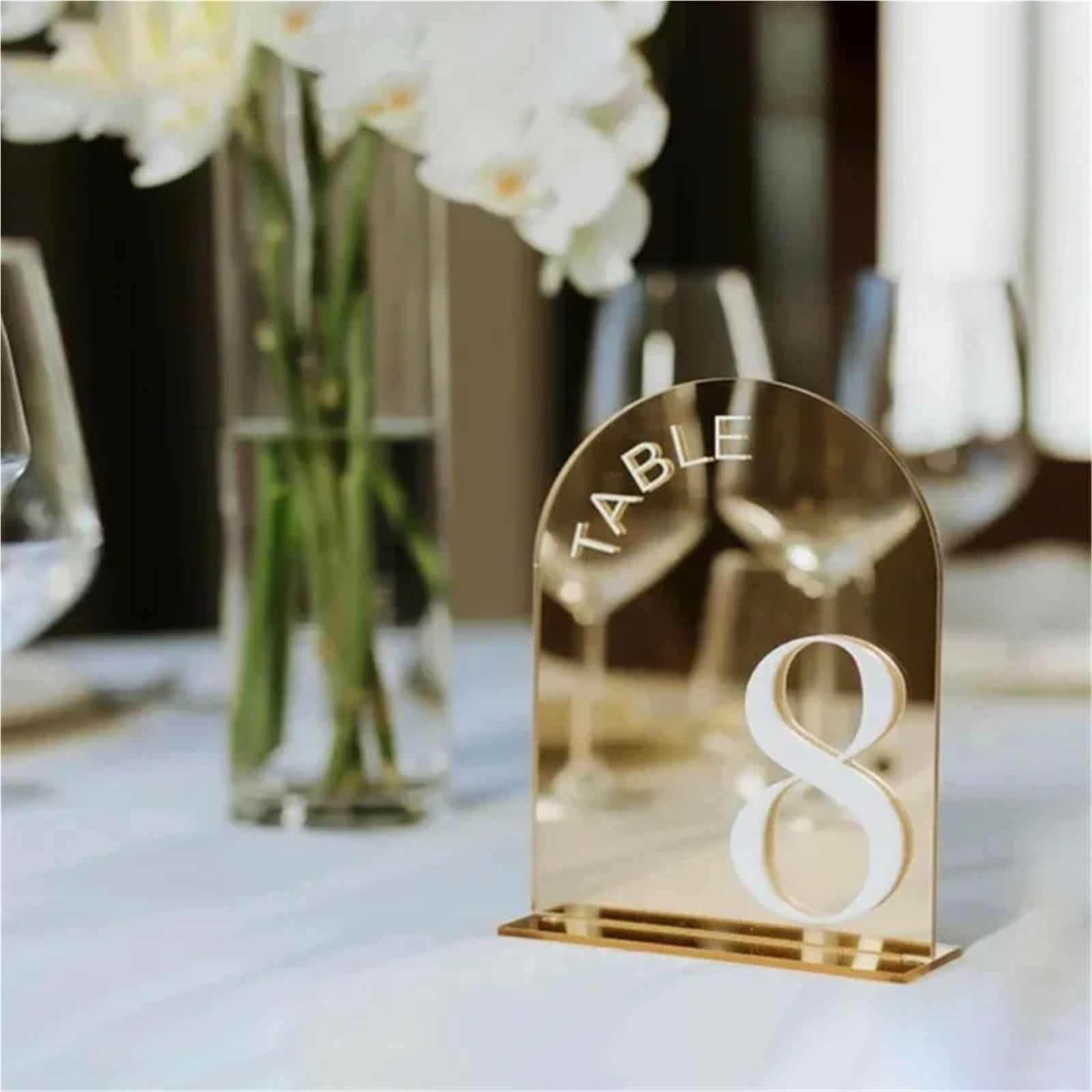 Portanumero Tavolo Gold Mirror Wedding Table Numbers Signs 3D Decor with Stand Alzatina Numeri Matrimonio(Green,Table 1-10)