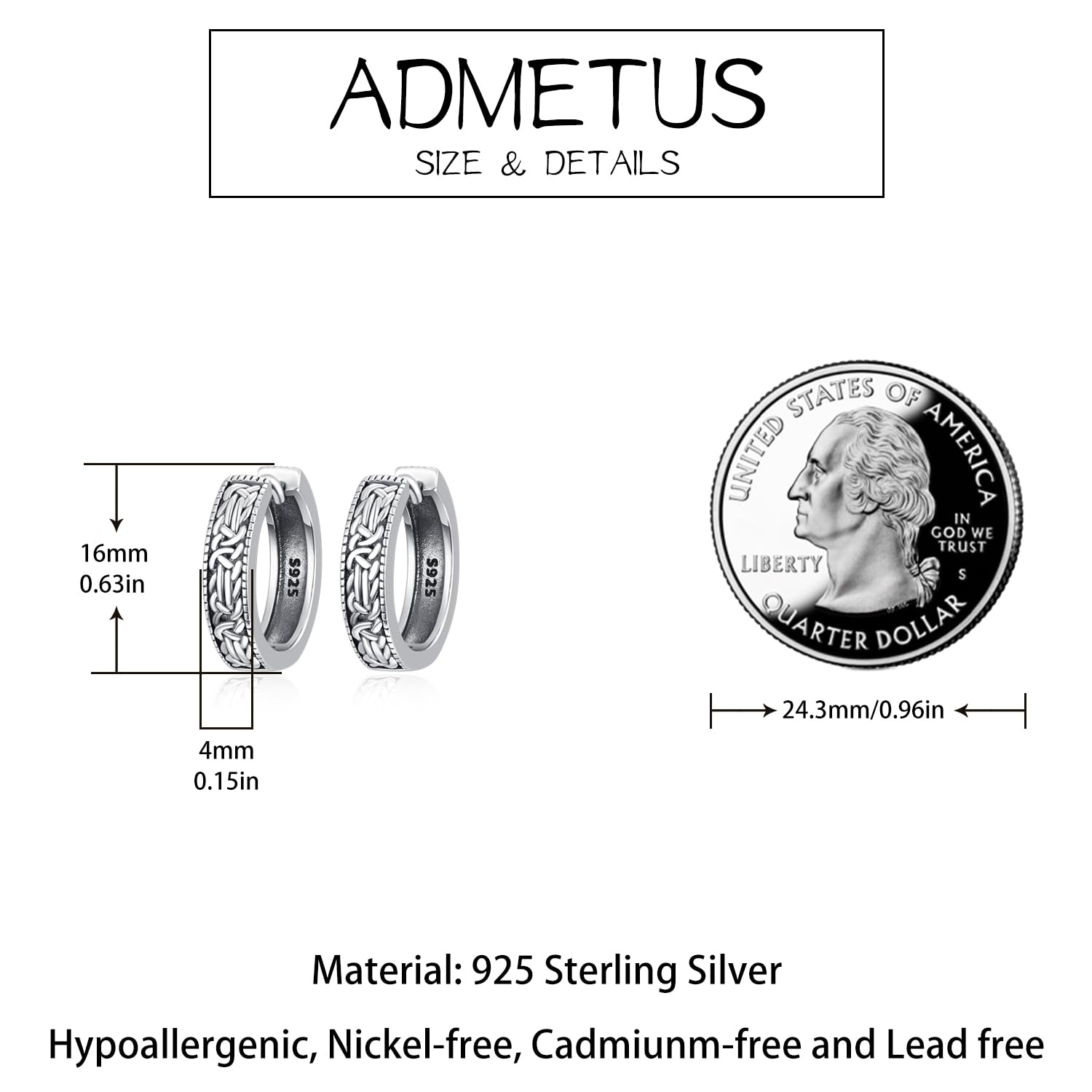 Pendientes de aro de plata de ley con nudo celta para hombre, aretes de aro con nudo celta, joyería de regalo para hombres y mujeres, Plata de ley, No es una piedra preciosa