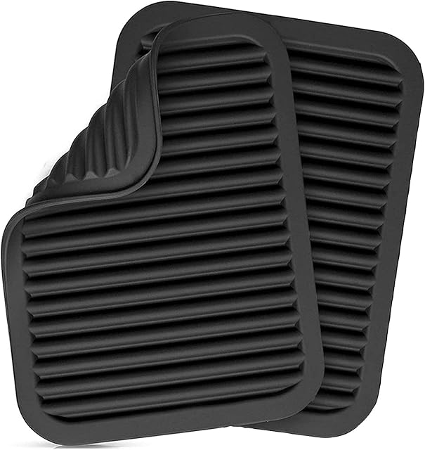 Trivets Silicone for Kitchen Worktops Hot Pans Mats for Pot Pots Large Extra Thick Black 9x12Value 2 Pack, Silicone Trivets Mat Heat Resistant Jar Opener Table Counter (Black(9''x12''), 2)