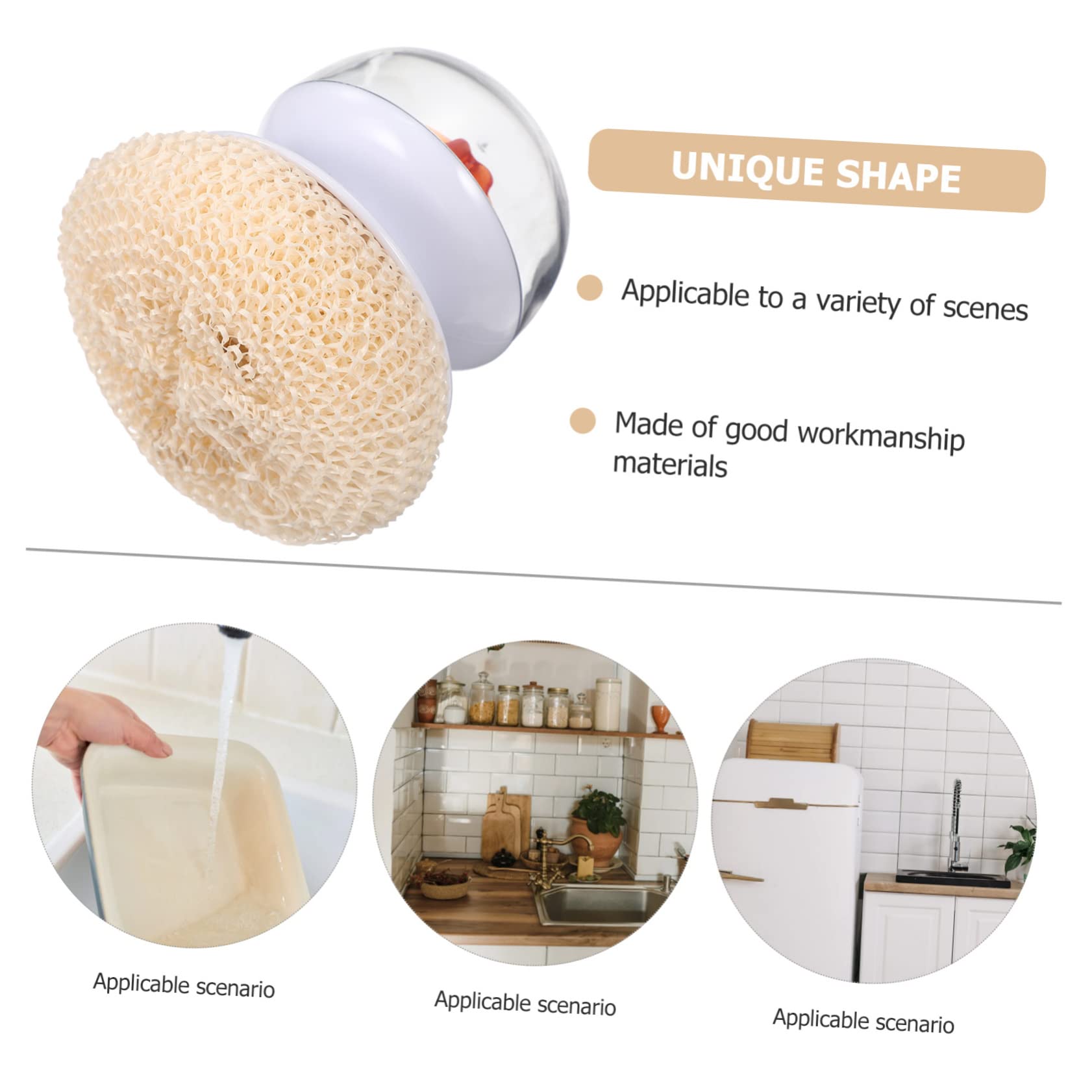 FRCOLOR Non-Scratch Dish Brush Kitchen Scrubber Brush Replaceable Washing Ball for Dishes Pan Scrubber Handle