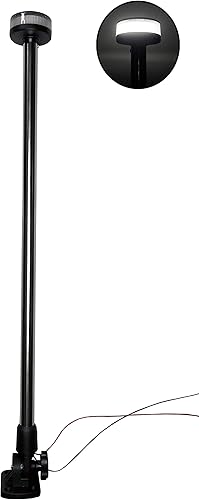 Pactrade Marine Luz de anclaje de popa plegable para barco, luz de anclaje LED blanca redonda, poste ajustable, USCG, 2 NM, para yate, pontón y