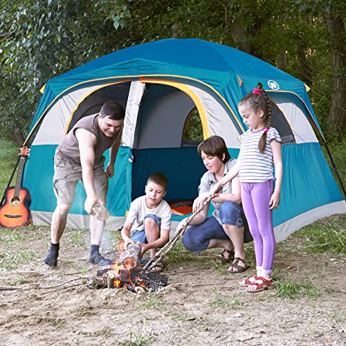 UNP-Tents-6-Person-Waterproof-Windproof-Easy-SetupDouble-Layer-Family-Camping-Tent-with-1-Mesh-Door-5-Large-Mesh-Windows-10X9X78inH