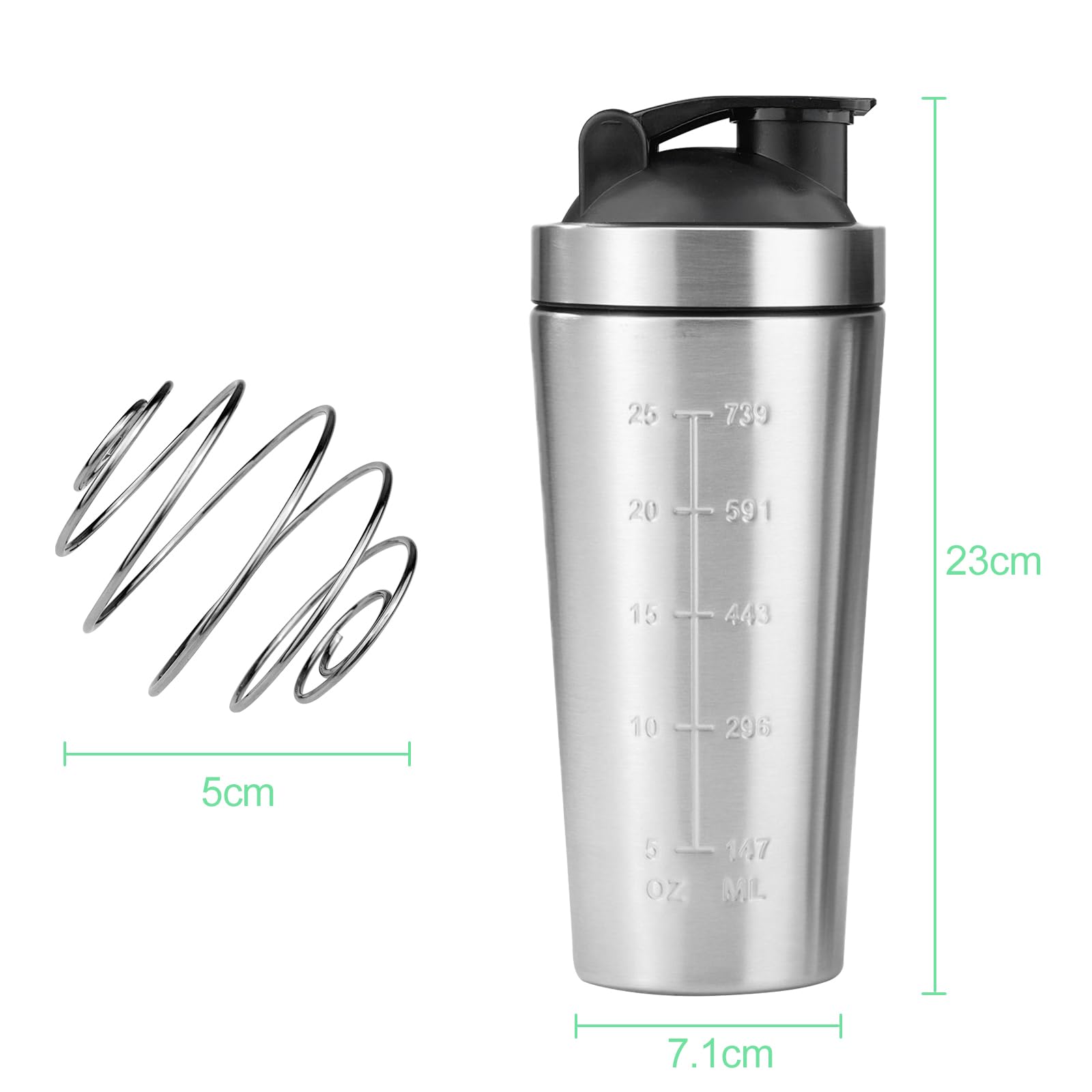 Shaker proteinowy ze stali nierdzewnej, 750 ml