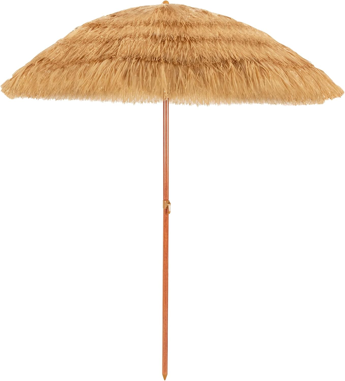 GIANTEX 200 cm Sombrilla Hawaiana, Ancla y borla Sombrilla de Playa, Abatible para Terraza, Jardín y Playa,Beige, Sin Base