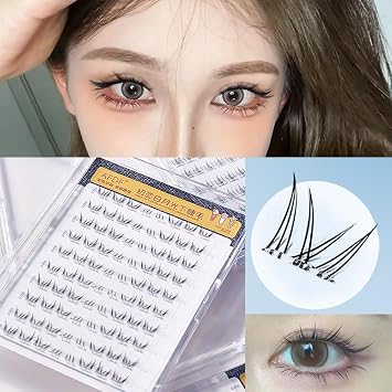 Self Adhesive Bottom Eyelashes Press On Lower Eyelash LASGOOS Natural 6mm Lash Individual Pre-Glued Cute DIY Eyelash Extensions No Glue No Remover Needed Lashes Beginner Friendly 80 Clusters