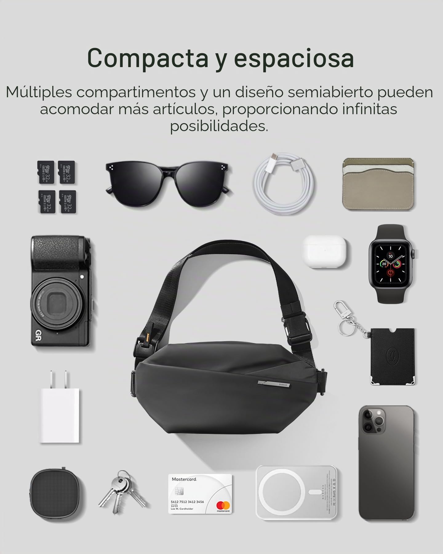 Inateck Bolsa en Bandolera,Elegante Bolsa Cruzada con Correa Ajustable para el Hombro,Pechera Resistente a Salpicaduras para Hombres y Mujeres Riñonera Multiusos para Viajes,Ciclismo,Trabajo,Deporte