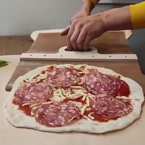 Miniatura 4 de CCIJESW Pela deslizante de pizza, 20.6 x 13.7 pulgadas, herramienta deslizante de pizza con mango para transferir la corteza de pizza, accesorios de