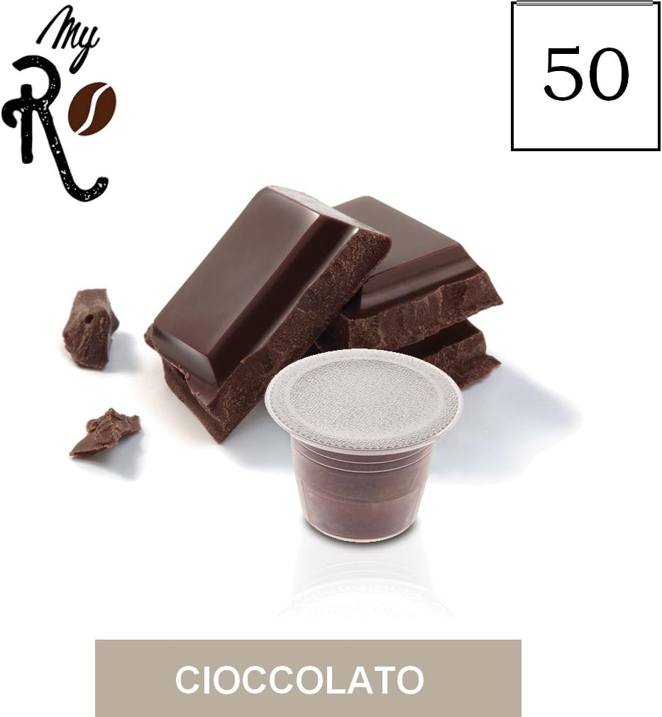 50 Nespresso Compatible Coffee Capsules - Chocolate Flavored Coffee - 50 x Coffee Capsules/pods Espresso Compatible Nespresso - (10 Pack of 5 for a Total of 50 Capsules, 50 Servings) - MyRistretto