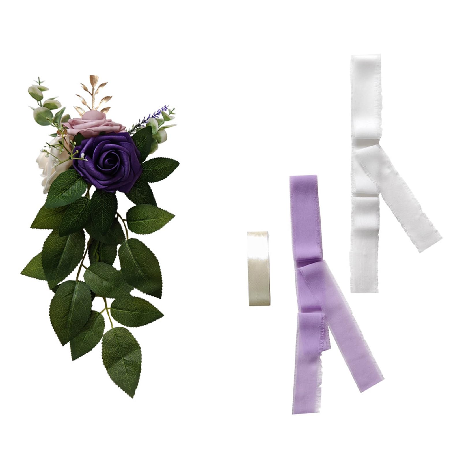 Kaeltsyn Artificial Flower with Ribbon for Wedding Chair Ceremony Setting Outdoor Wedding Decoration Back Flower