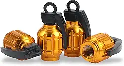 SINGARO Capa universal de válvula de ar de pneu de alumínio 4 peças, adequada para carros, caminhões, motocicletas, rodas, válvulas, pneus, tampas de válvula de ar de pneu de bicicleta (dourada)