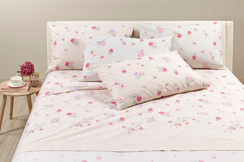 Caleffi - Completo-lenzuola Flora Geometrico Matrimoniale Rosa