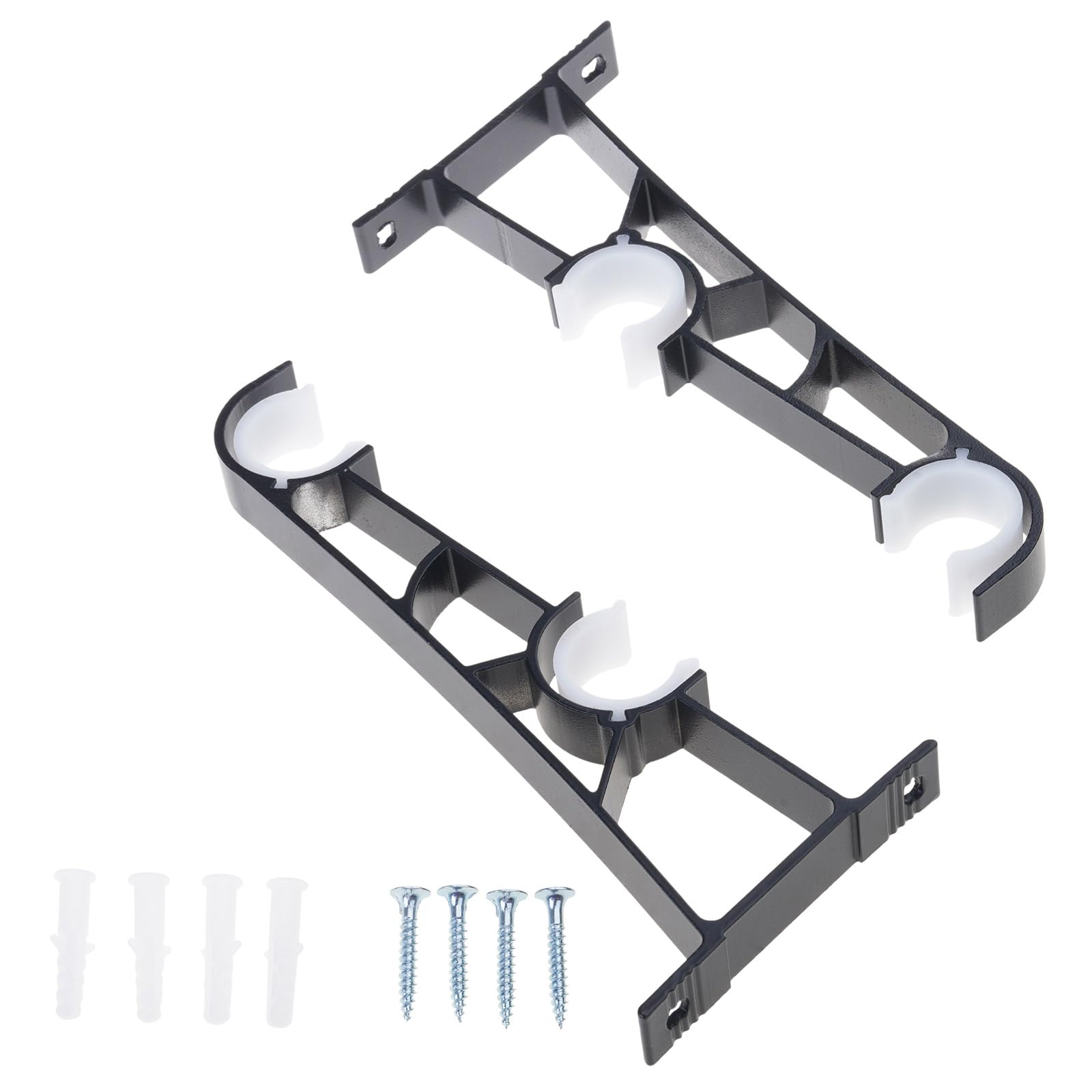 Curtain Rod Brackets, Double Curtain Rod Bracket, Heavy Duty Holders for Wall Double Brackets Hook Heavy Duty Holders
