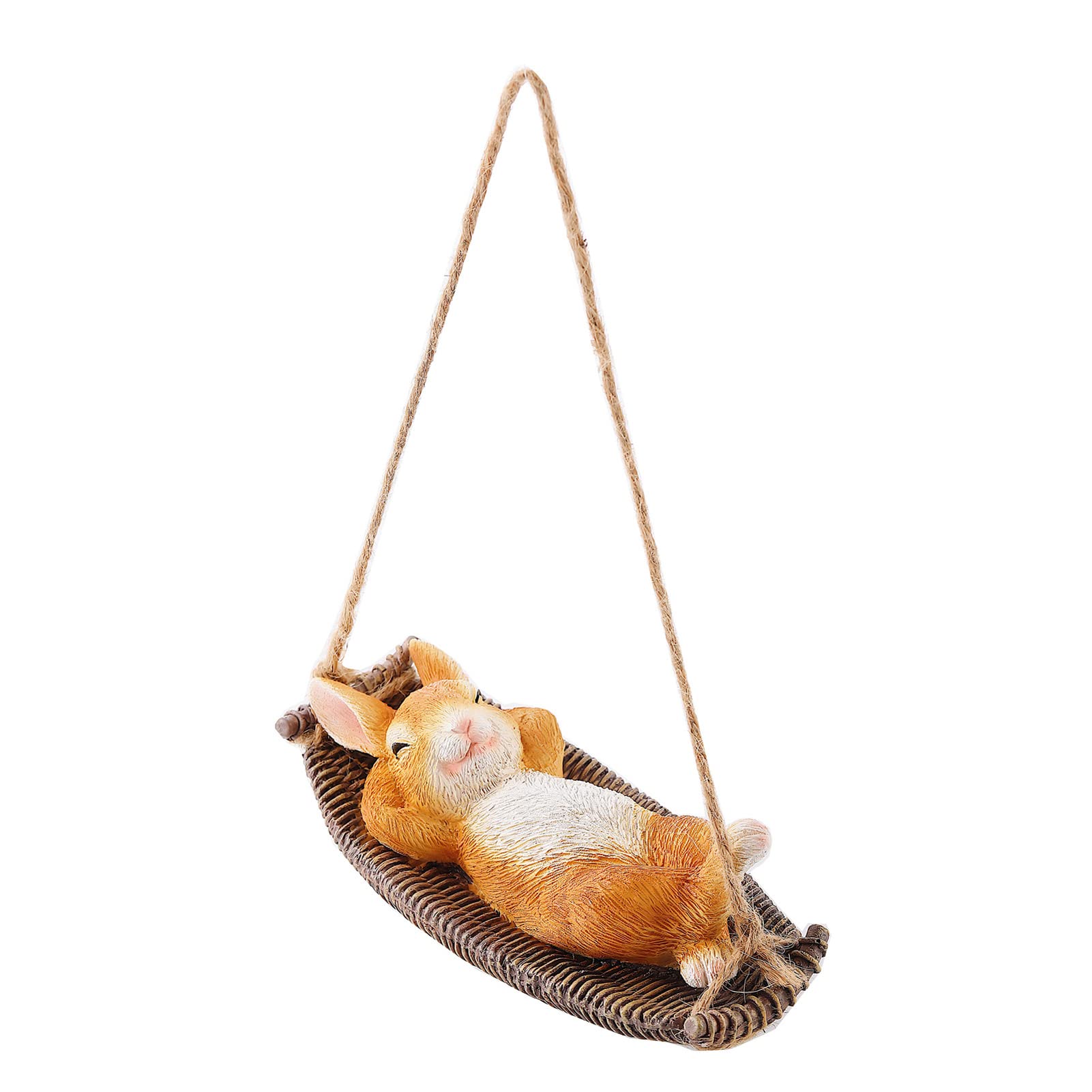 Balançoire de cour avec lapins en résine pour une décoration de pelouse poétique