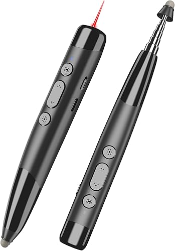 Clicker para presentaciones de PowerPoint, control remoto inalámbrico para presentadores con lápiz óptico y puntero telescópico, hipervínculo,