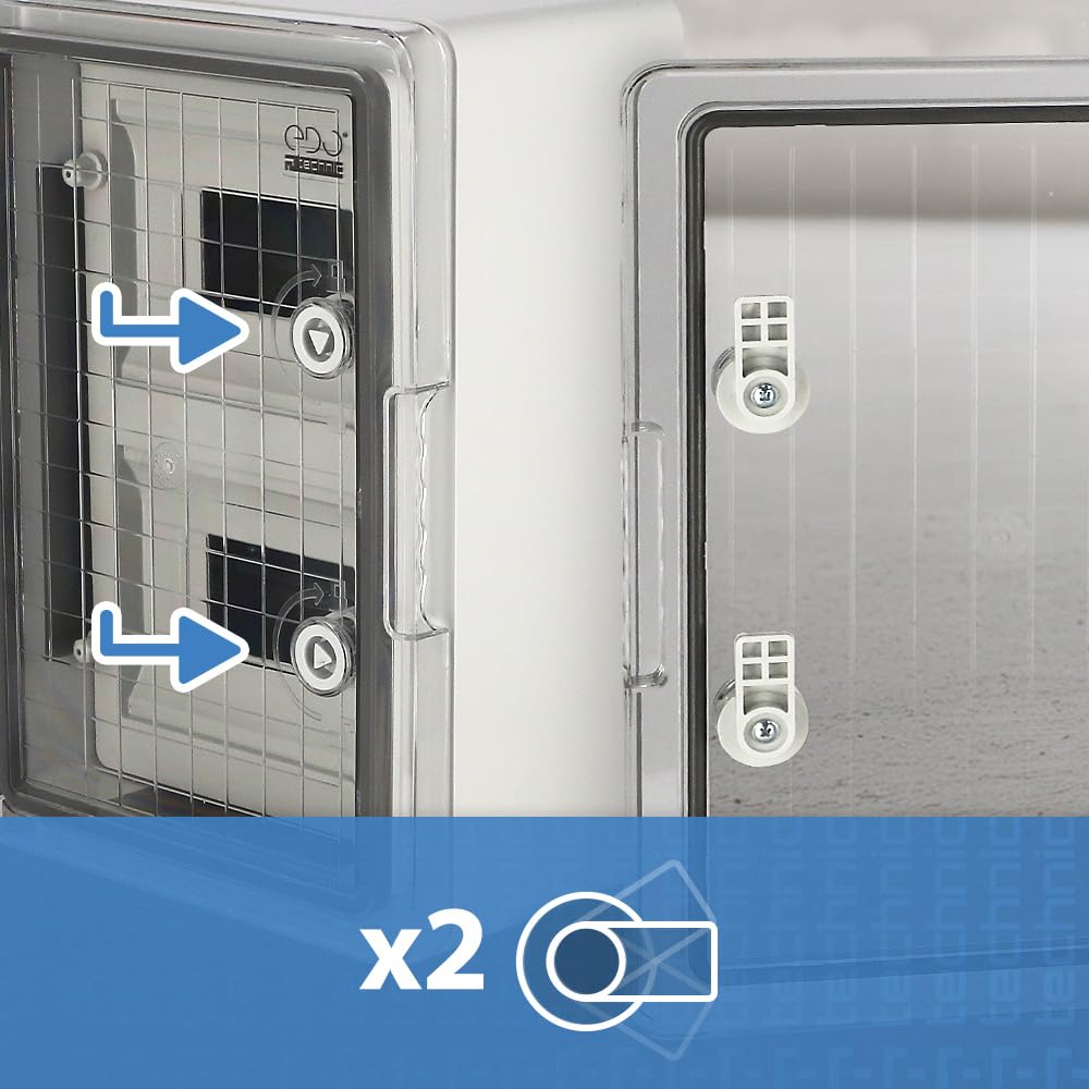 EDO Rozdzielnica Elektryczna Natynkowa ABS IP65 16 Modułów (2x8) 250x350x150 mm – Skrzynka Bezpiecznikowa z Szyną DIN, Transparentne Drzwiczki PC, IK10, Szara