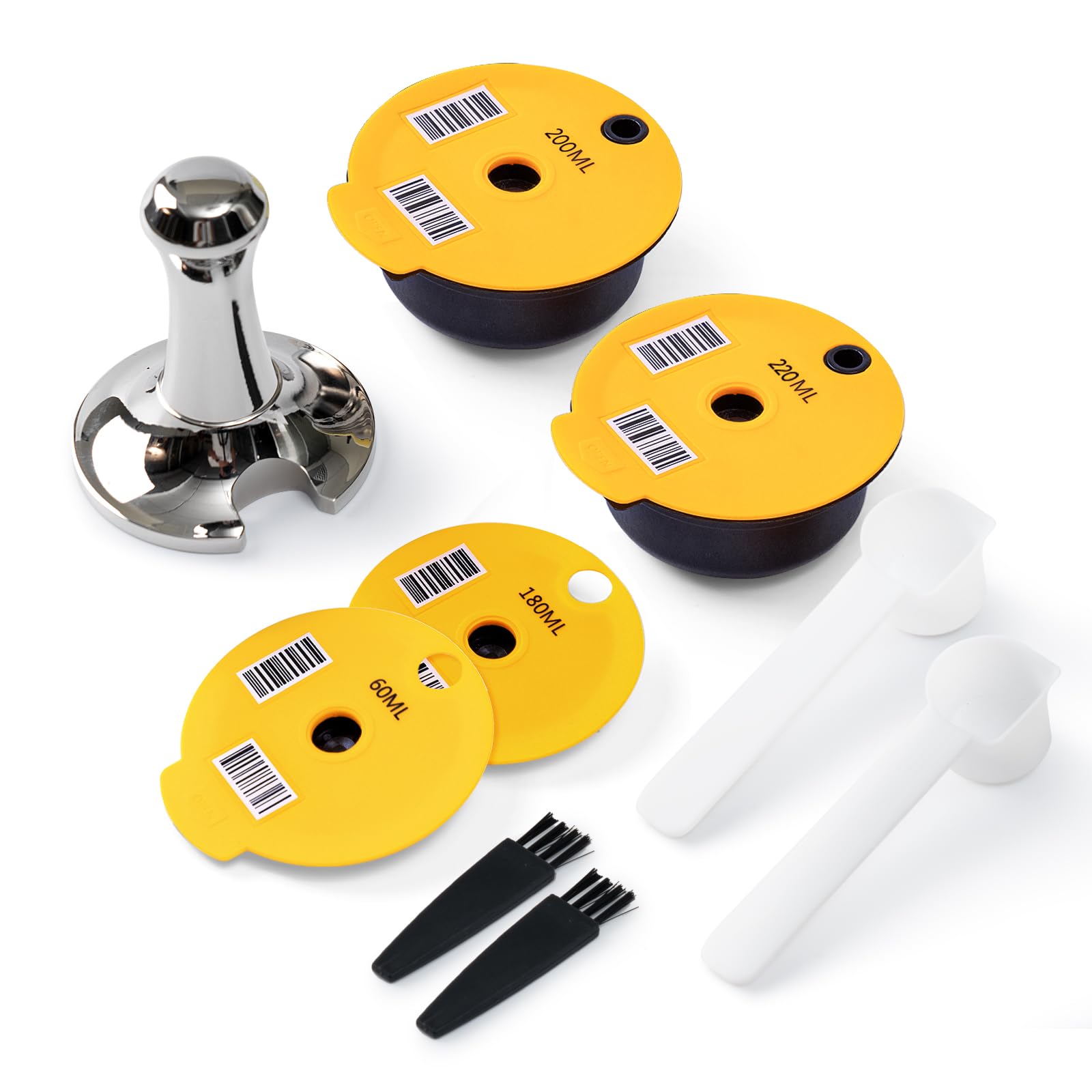 2 Pack Reusable Coffee Capsules 200/220 ml with 2 Additional Lids 60/180 ml Refillable Coffee Capsules with Manipulations for Bosch Tassimo Machine