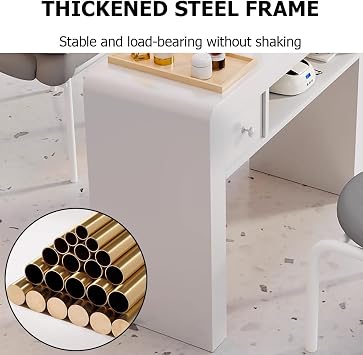 Manicure Nail Table Station,Modern Nail Tech Desk Drawers Cabinet,with Nail Powder Collector,Salon Beauty Workstation,Double Storage with Drawers,160CM