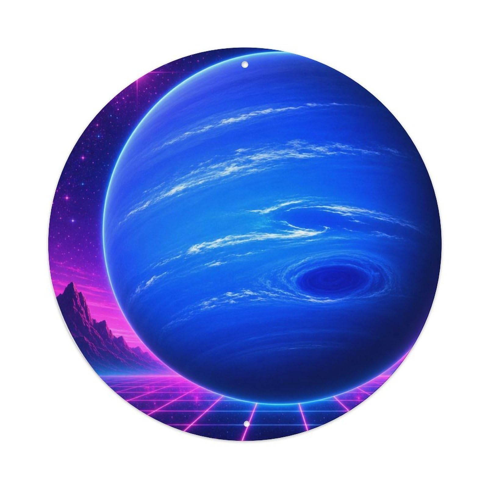 Okngb Style Orbit Study Neptune Ice Giant Scientific Archive Survey Metal Tin Sign Plaque Wall Decor For Cafe, Man Cave, Club Bar, Office, Home Garden Round Metal Poster 8X8inch