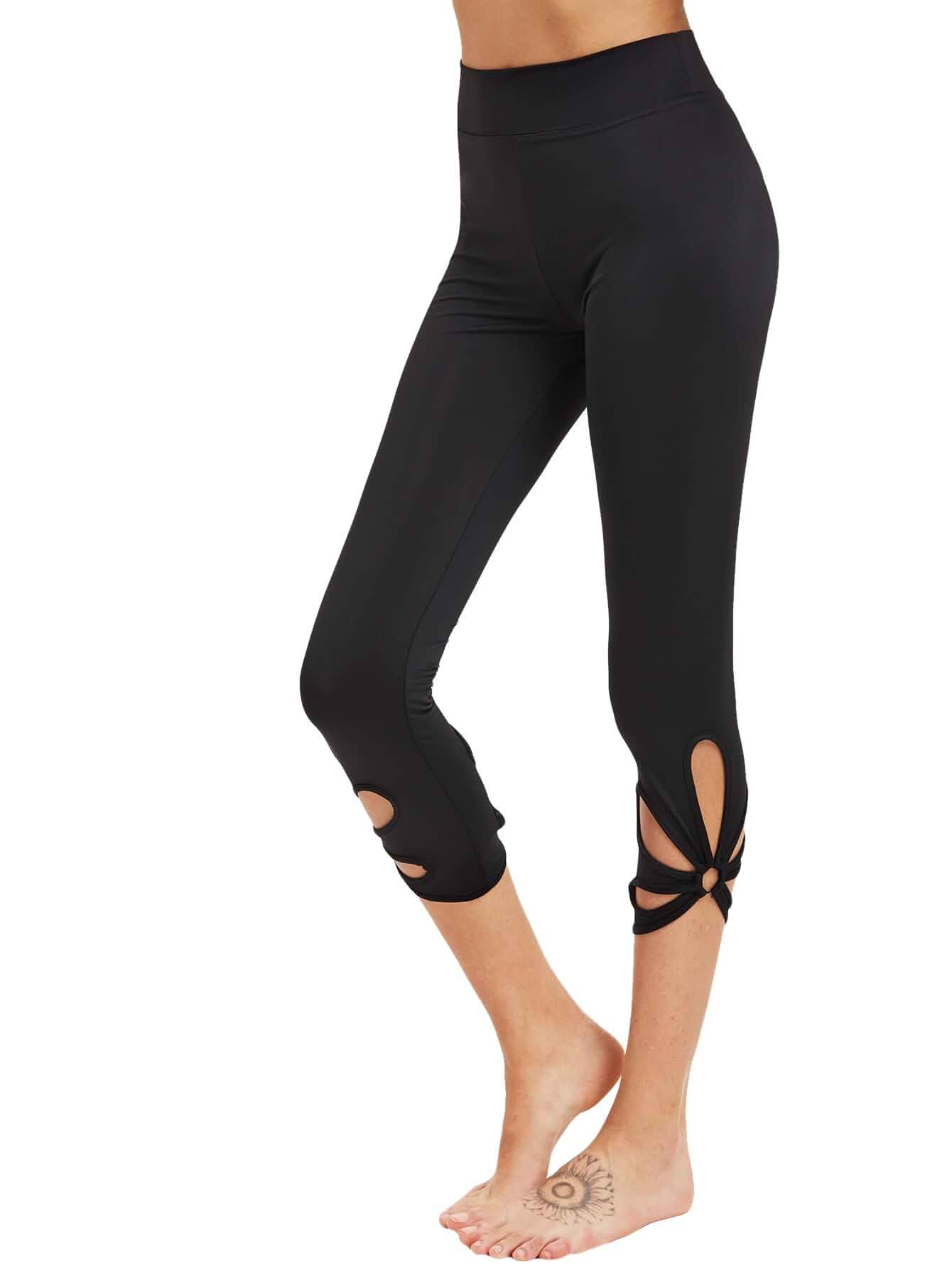 SweatyRocks Women's Mesh Panel Capri Leggings Workout Yoga Running Pants Leggings