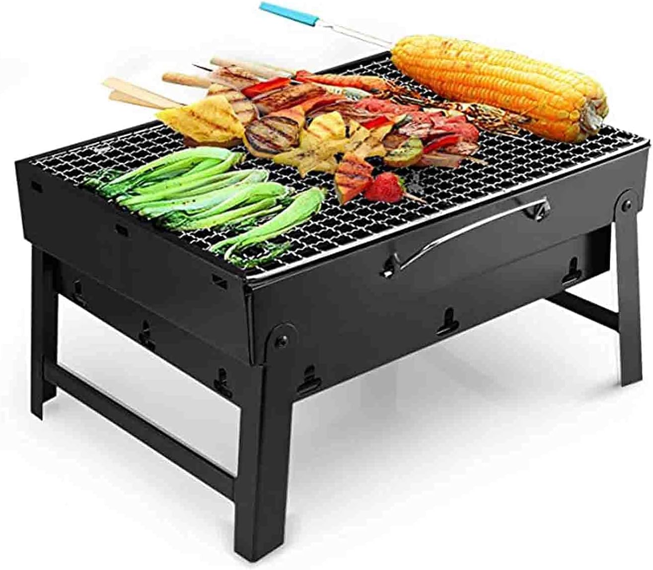 Charcoal Grill Stainless Steel Barbecue Grill Heavy Duty Portable Folding Portable BBQ Grill Small BBQ Tool Kits for Camping Outdoor Cooking Picnics Beach Party