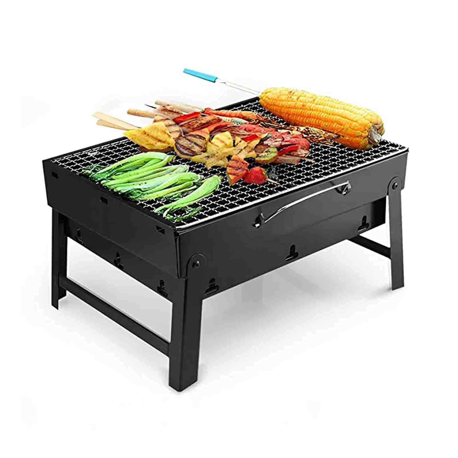 Grill na węgiel drzewny, przenośny, składany, wytrzymały, ze stali nierdzewnej, na kemping, do gotowania na świeżym powietrzu, na piknik, imprezę na plaży