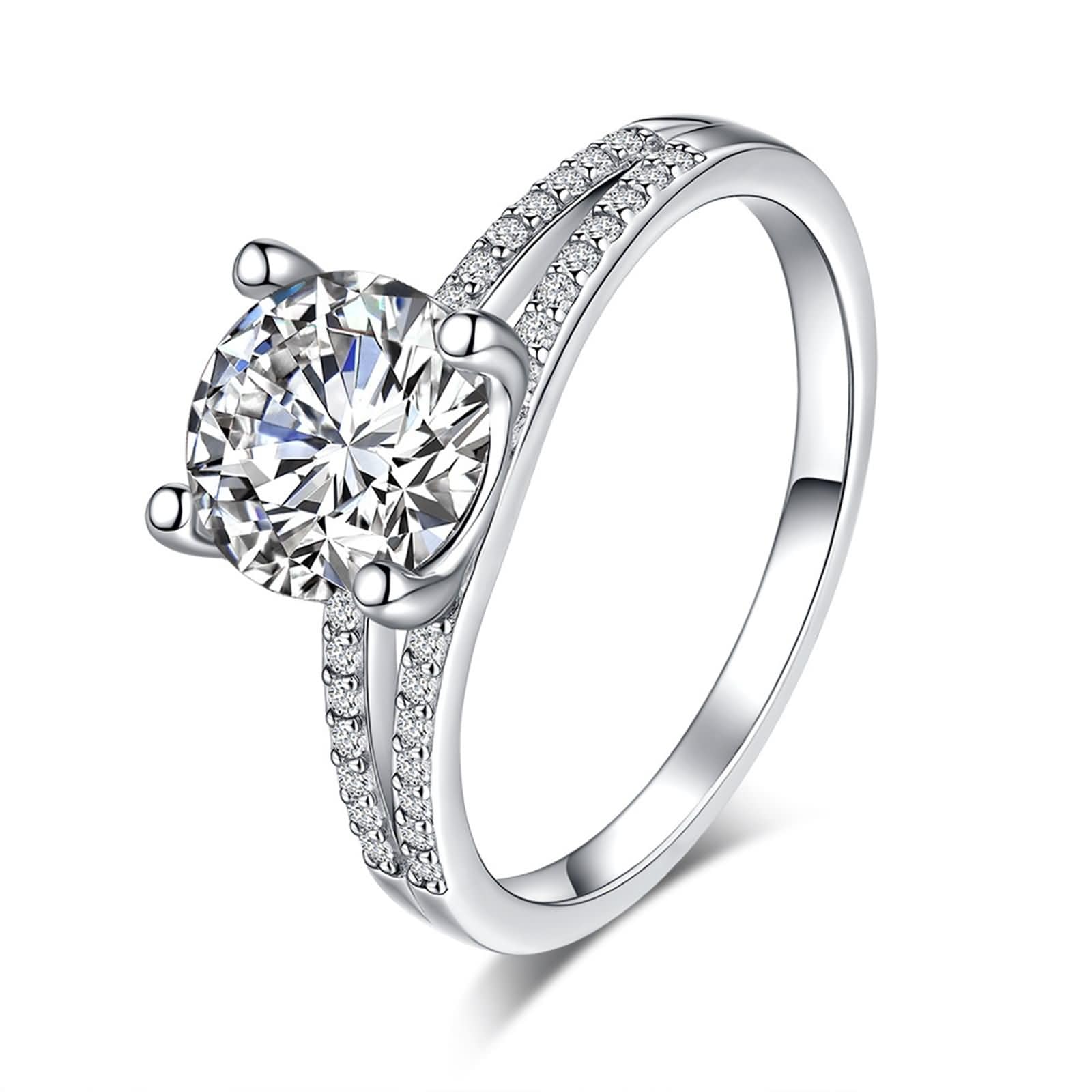 Pierścionek zaręczynowy, z prawdziwego złota, z moissanite, 2 ct, obrączka ślubna, dla kobiet