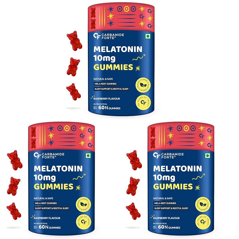 Carbamide Forte Melatonin 10mg sleep Gummies for Men & Women | Sleep Supplements- 60 Veg Gummies (Pack of 3)