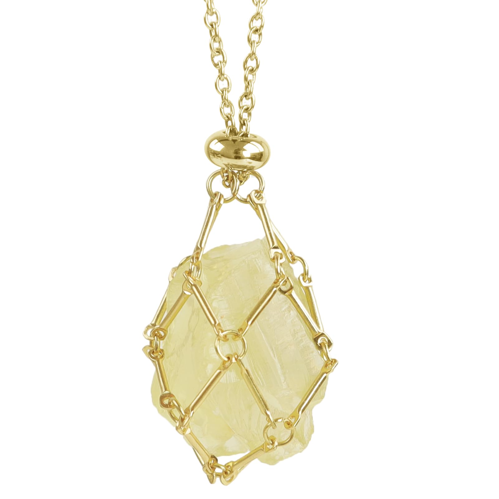 Crystal Holder Necklace Stainless Steel Cage Crystal Gemstone Pendant Necklace Jewelry for Women Men