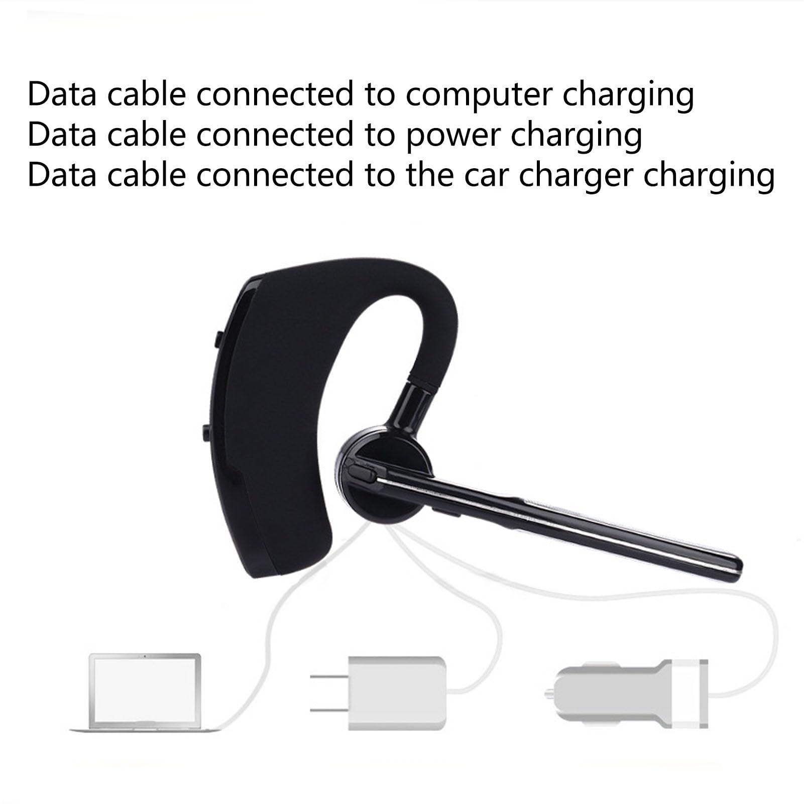 Wireless Business Earphone, 180 Degree Adjustable Earpiece, Noise Canceling, Long Battery Life for Office Driving, Compatible with Cell Phones, Tablets, Laptops