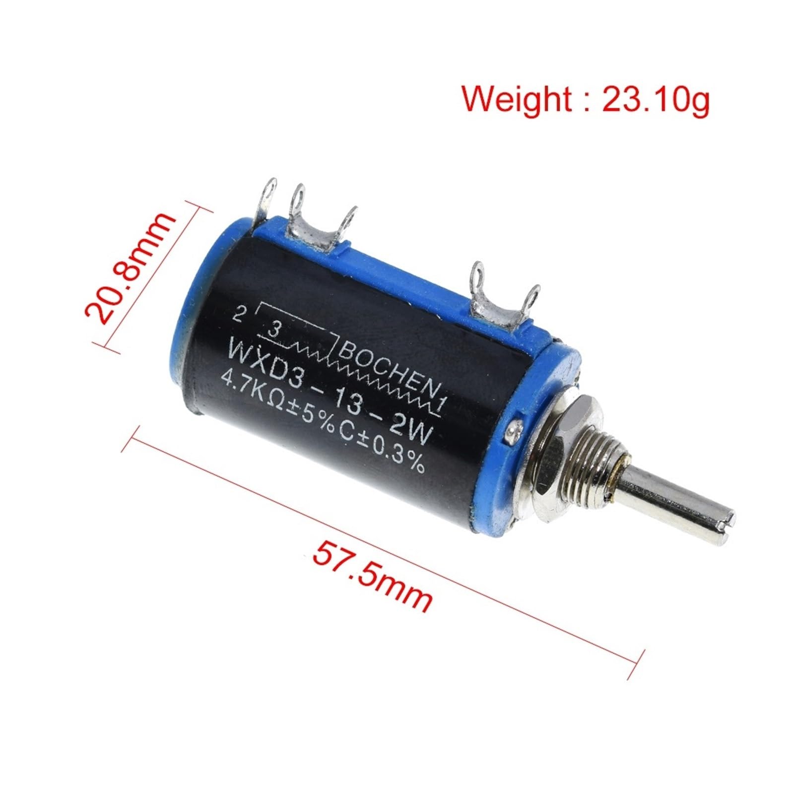 3-13-2W 10K 100/220/470/680 ohm WXD3-13 2W Potenziometro multigiro a filo 1K 2.2K 4.7K 5.6K 6.8K 47K 100K selettore rotativo(100K Ohm)