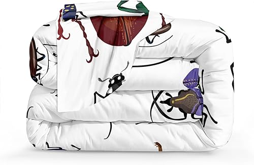 Miniatura 4 de Juego de edredón de Navidad de 4 piezas con estampado de Papá Noel, estampado de copos de nieve blancos, rojo con 1 funda de cojín (King, Feliz