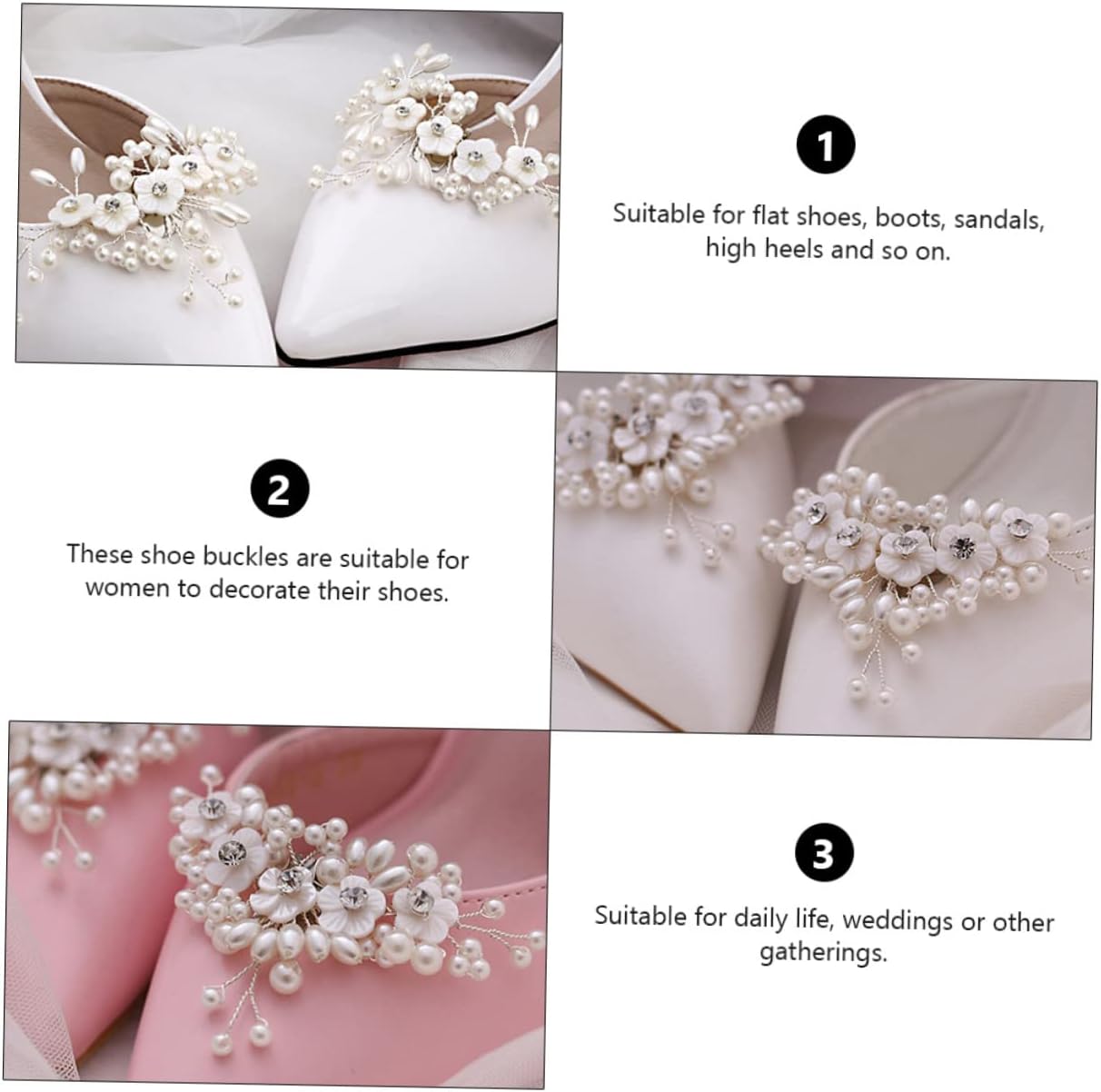 LIFKOME Buckle Clip Shell Pearl Fashionable Shoe Decoration Shoe Clip for Wedding and Daily Use