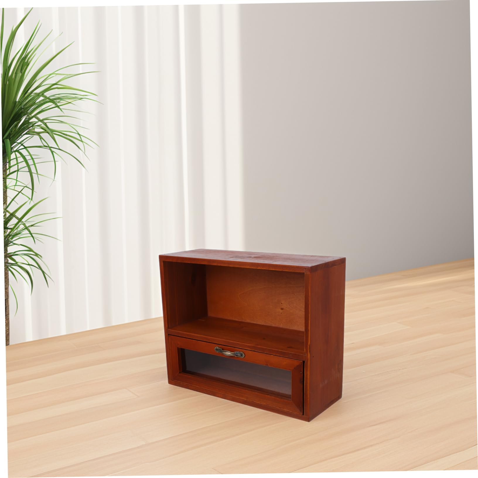 OSALADI Vintage Holz Aufbewahrungsbox mit Schublade Retro Kosmetik Organizer für Küchen und Badezimmerablage Multifunktionaler Kleiner Holzschrank