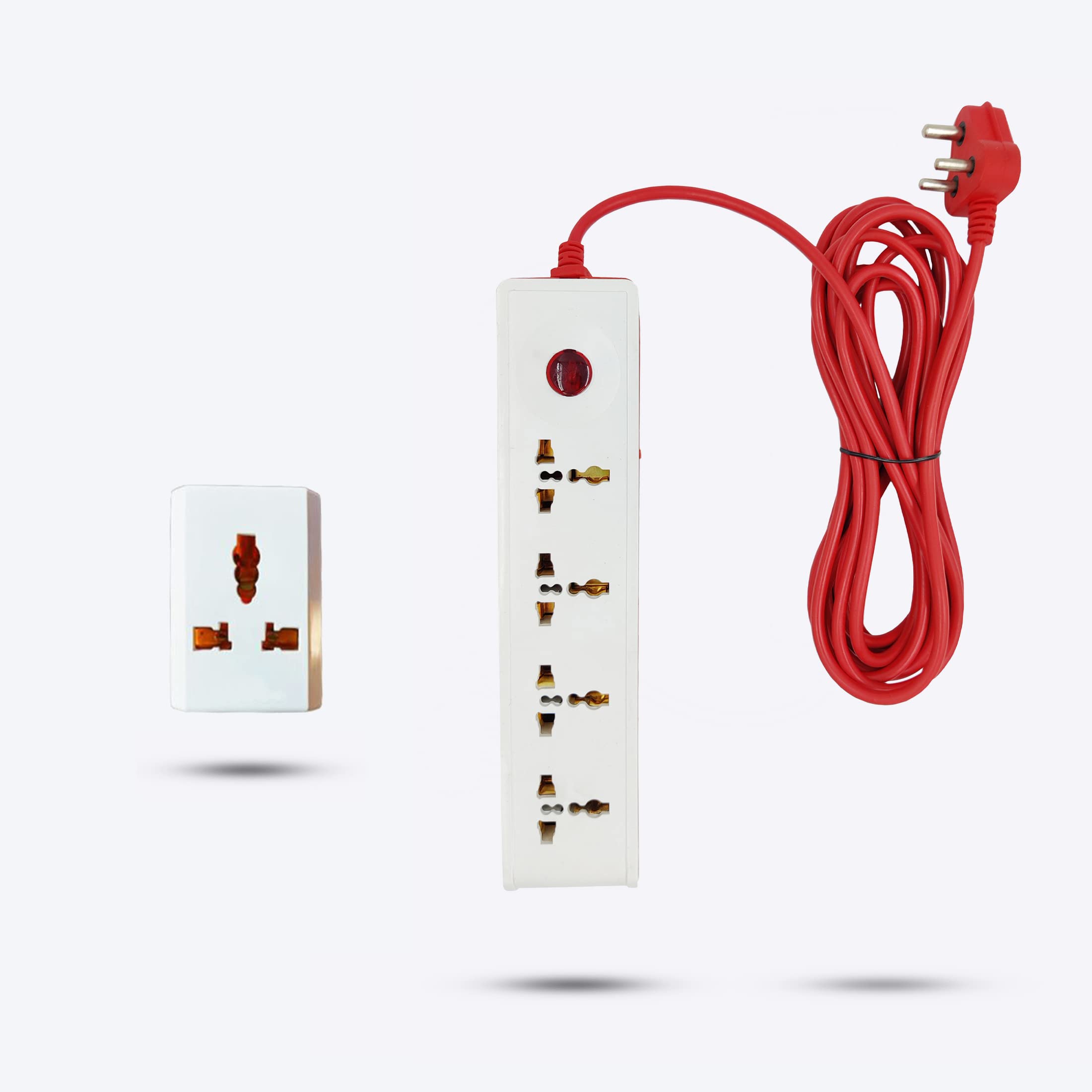 Hillgrove HGCM302M1 Power Extension Board with 4 Universal Socket &1 Switch with 3 Way Multiple-Pin Socket and 5 Meter Long Cable Surge Protector for Home/Computer/Fridge 4 Socket Extension Boards-image-39