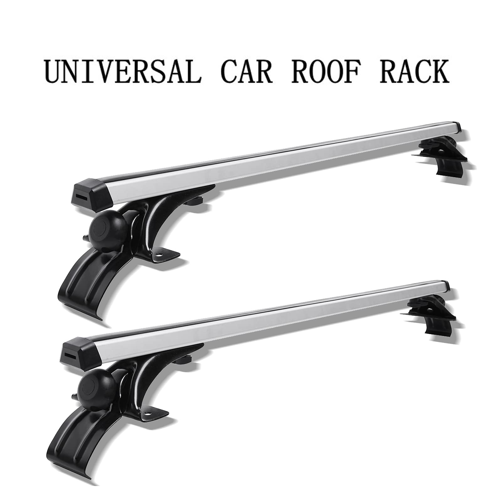 Universal Car Top Roof Rack Cross Bar 43.3" Luggage Carrier Aluminum Black Silver 120KG Includes 3 Sets of Brackets