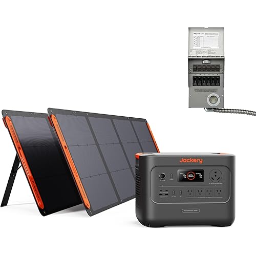 Jackery HomePower 3000 Portable Power Station and Transfer Switch with 2x 200W Solar Panels, 3600W (Surge 7200W) Output, 3072Wh LFP Battery Solar Generator for Essential Home Backup, Emergencies