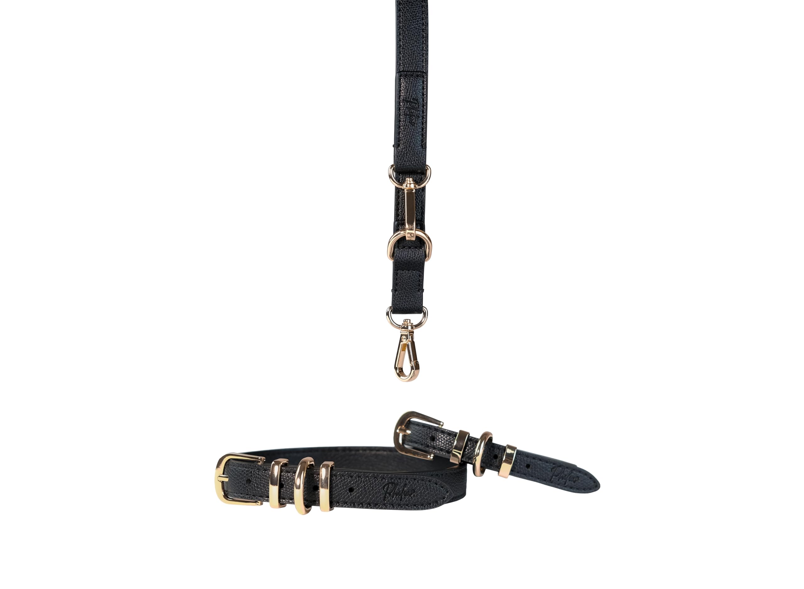 PHILIA Set Guinzaglio e Collare Elegante per Cane – Guinzaglio 2m + Doppio Collare Regolabile da Cucciolo ad Adulto in Pelle PU Premium – per Taglie Piccole e Medie