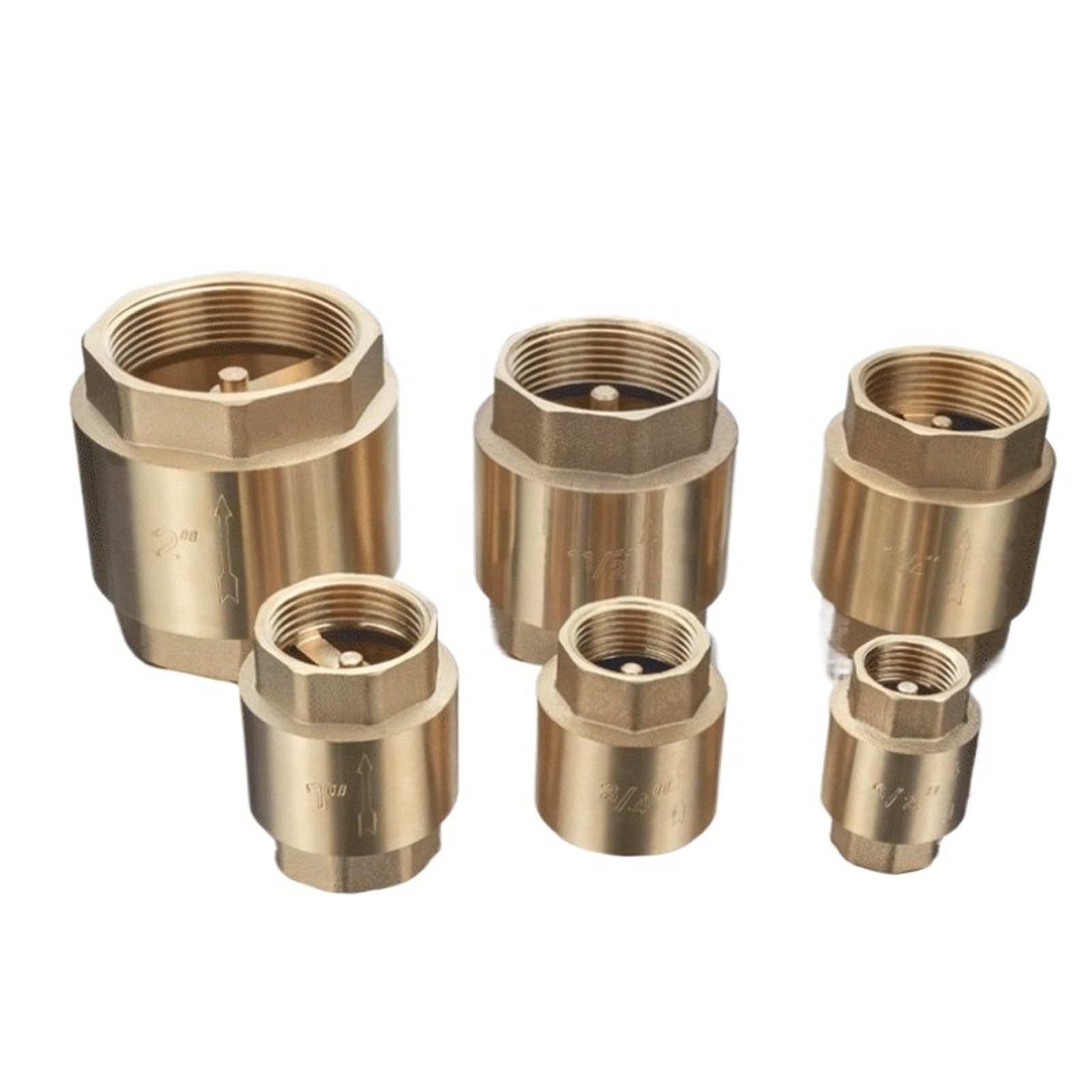 Brass Thread in-Line Spring Check Valve 1-Way Anti Backflow Valve 1/2" 3/4" 1-1/2"(DN15)