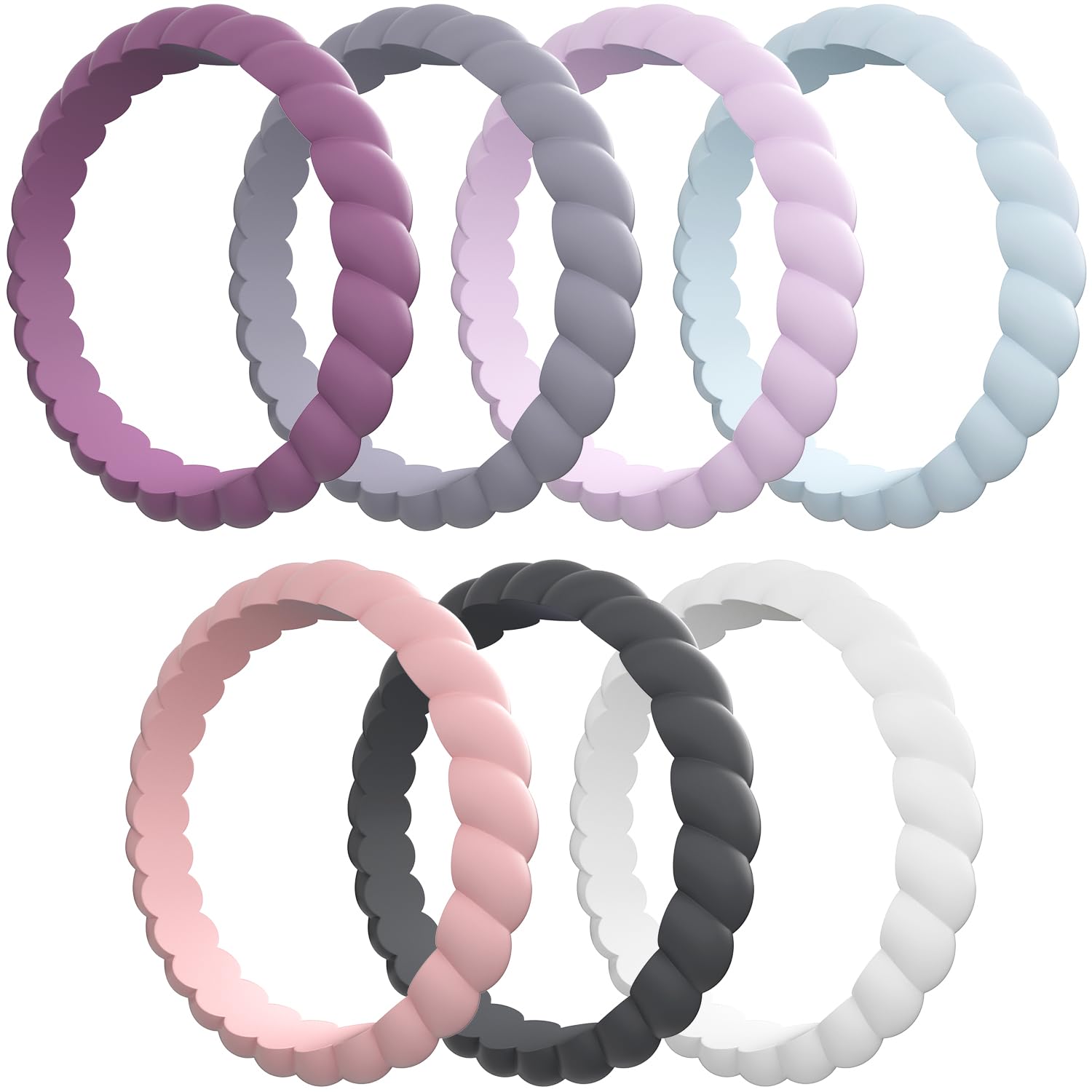 Egnaro Women's Silicone Anniversary Wedding Ring 2.5mm Wide 1.8mm Thick