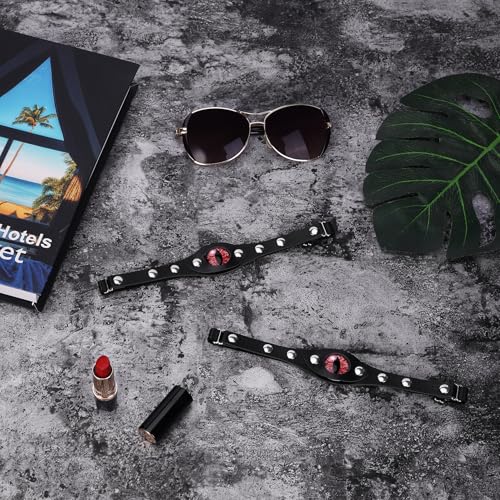 2PCs Punk Faux Leather Leg Garter for Halloween, Elastic Rock Thigh Garters Belt for Women Parties, Black4